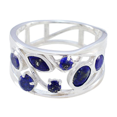 Lapis Lazuli Hepta Italian Silver Blue Gemstone Mid weight Filigree Ring Jewellery