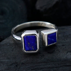 Lapis Lazuli Toi et Moi Russian Silver Blue Gemstones Featherlight Contemporary Ring Jewelry