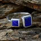 Lapis Lazuli Toi et Moi Russian Silver Blue Gemstones Featherlight Contemporary Ring Jewelry