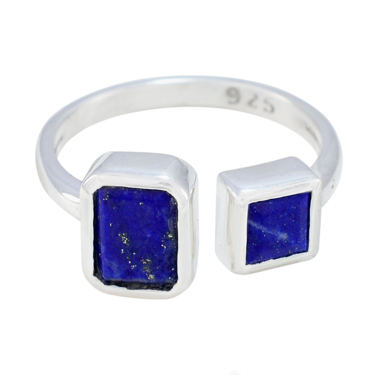 Lapis Lazuli Toi et Moi Russian Silver Blue Gemstones Featherlight Contemporary Ring Jewelry