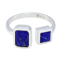 Lapis Lazuli Toi et Moi Russian Silver Blue Gemstones Featherlight Contemporary Ring Jewelry