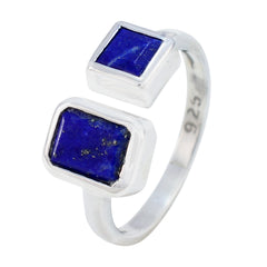 Lapis Lazuli Toi et Moi Russian Silver Blue Gemstones Featherlight Contemporary Ring Jewelry