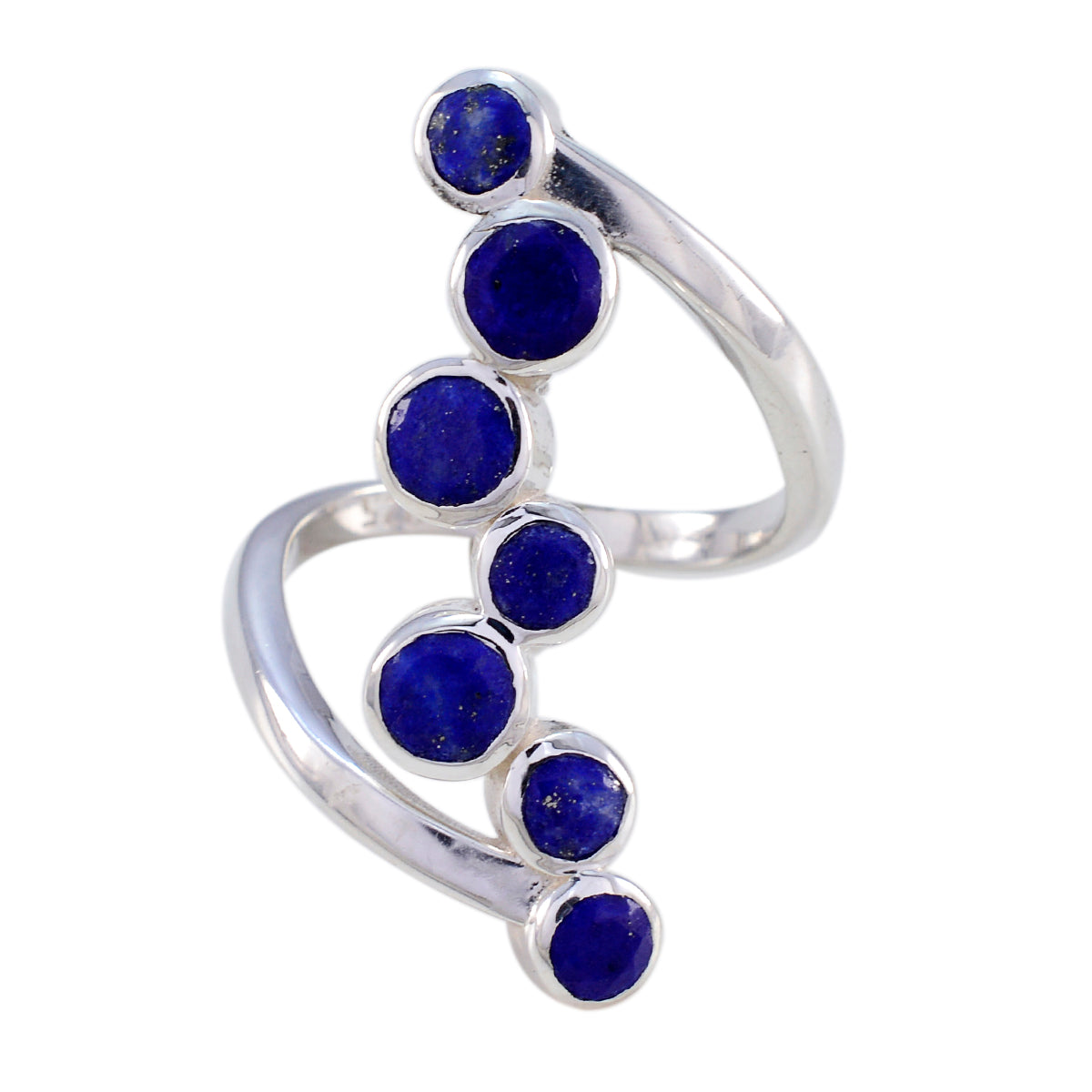 Lapis Lazuli Hepta Moroccan Sterling Silver Blue Gemstones Eye catching Trendy Ring Jewellery