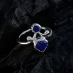 Lapis Lazuli Toi et Moi French 92.5 Silver Blue Gemstone Tiny Luxurious Ring Jewelry
