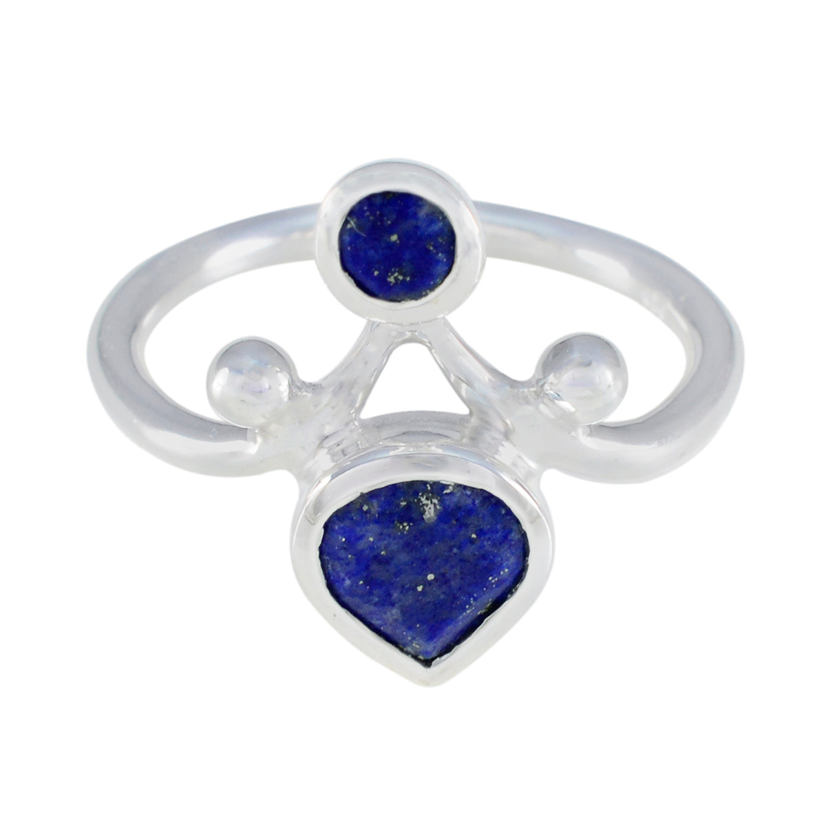 Lapis Lazuli Toi et Moi French 92.5 Silver Blue Gemstone Tiny Luxurious Ring Jewelry Immagine principale del prodotto