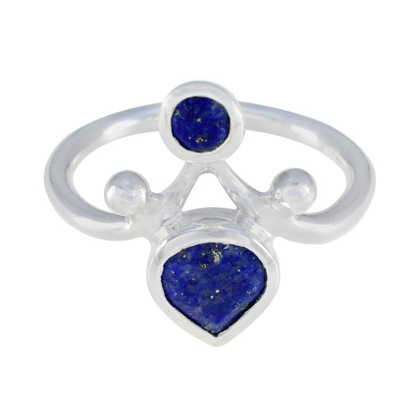 Lapis Lazuli Toi et Moi French 92.5 Silver Blue Gemstone Tiny Luxurious Ring Jewelry