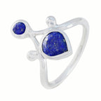 Lapis Lazuli Toi et Moi French 92.5 Silver Blue Gemstone Tiny Luxurious Ring Jewelry