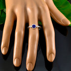 Lapis Lazuli Trilogy Korean Sterling Silver Blue Gemstone Elegant  Feminine Ring Jewelry