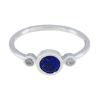 Lapis Lazuli Trilogy Korean Sterling Silver Blue Gemstone Elegant  Feminine Ring Jewelry