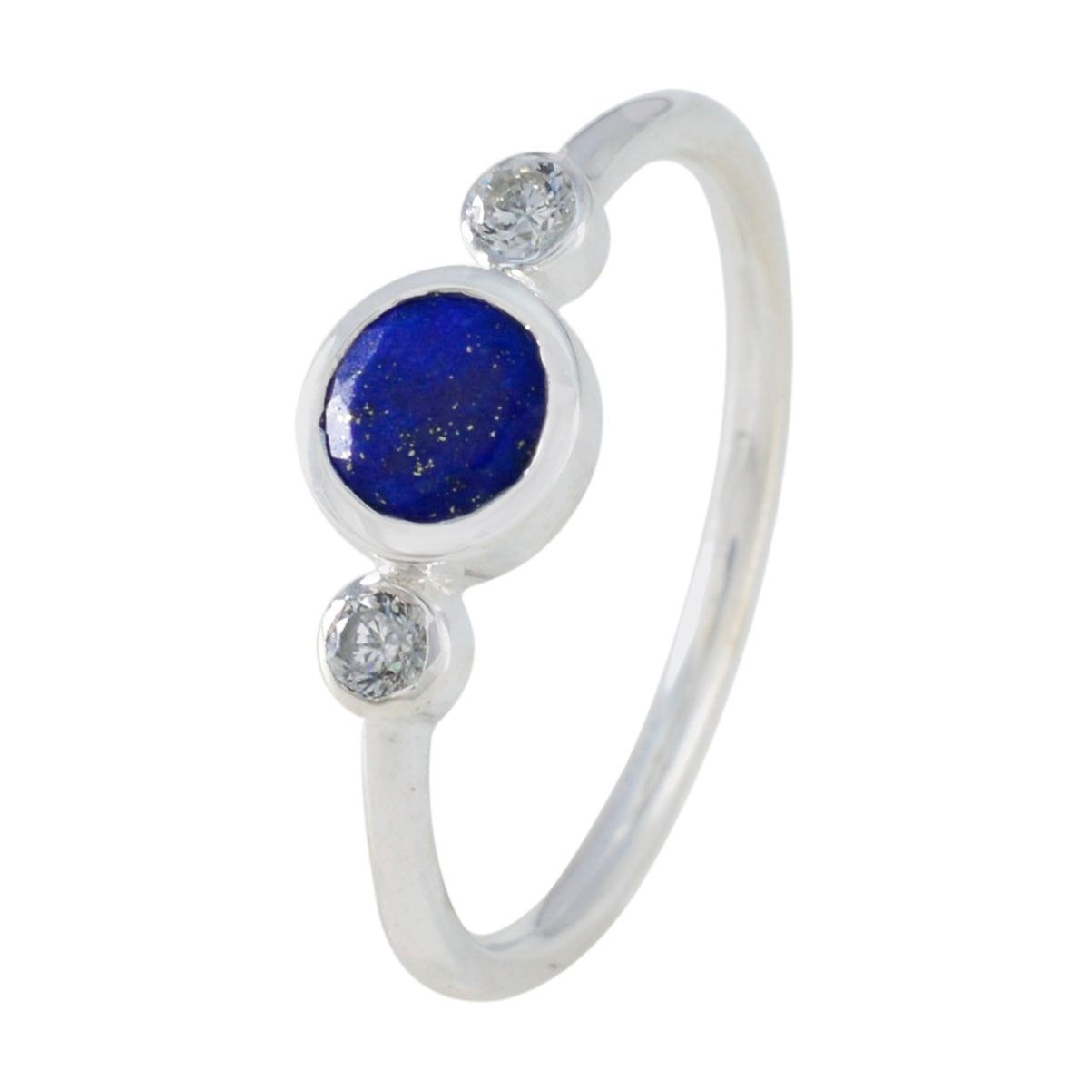 Lapis Lazuli Trilogy Korean Sterling Silver Blue Gemstone Elegant  Feminine Ring Jewelry