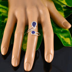 Lapis Lazuli Toi et Moi African Silver Blue Gemstones Tiny Glamorous Ring Jewellery