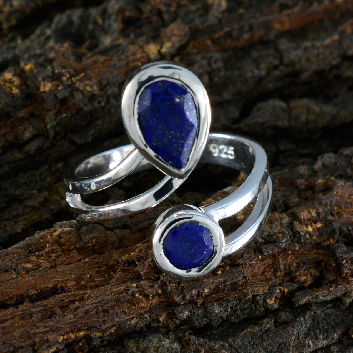 Lapis Lazuli Toi et Moi African Silver Blue Gemstones Tiny Glamorous Ring Jewellery