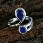 Lapis Lazuli Toi et Moi African Silver Blue Gemstones Tiny Glamorous Ring Jewellery