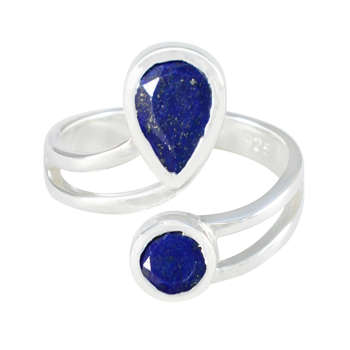 Lapis Lazuli Toi et Moi African Silver Blue Gemstones Tiny Glamorous Ring Jewellery メイン画像