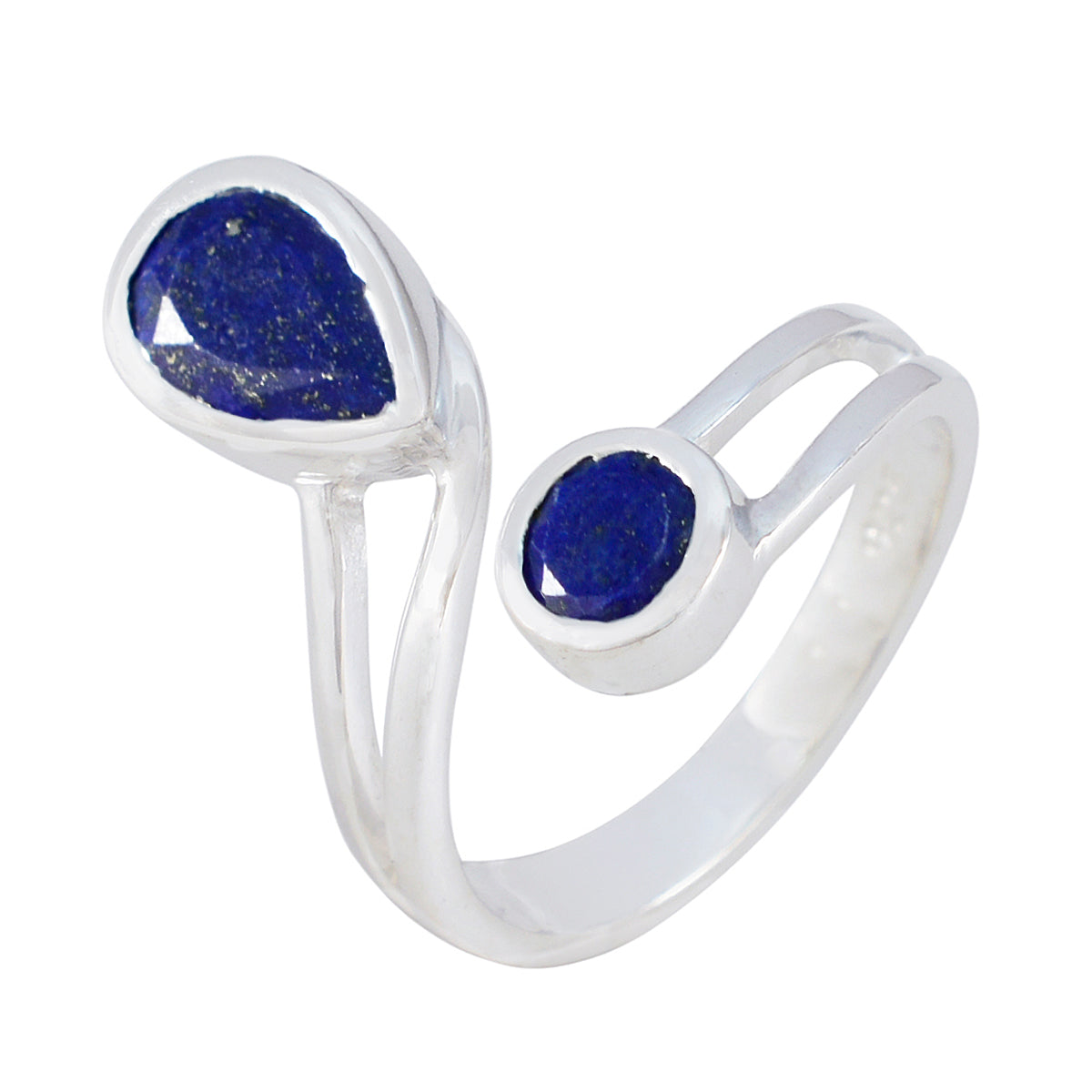 Lapis Lazuli Toi et Moi African Silver Blue Gemstones Tiny Glamorous Ring Jewellery