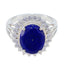 Lapis Lazuli Halo Indian 925 Sterling Silver Blue Gems Classic Signet Ring Jewelry