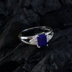 Lapis Lazuli Halo Japanese 925 Silver Blue Gemstone Dainty Feminine Ring Jewelry