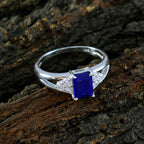 Lapis Lazuli Halo Japanese 925 Silver Blue Gemstone Dainty Feminine Ring Jewelry