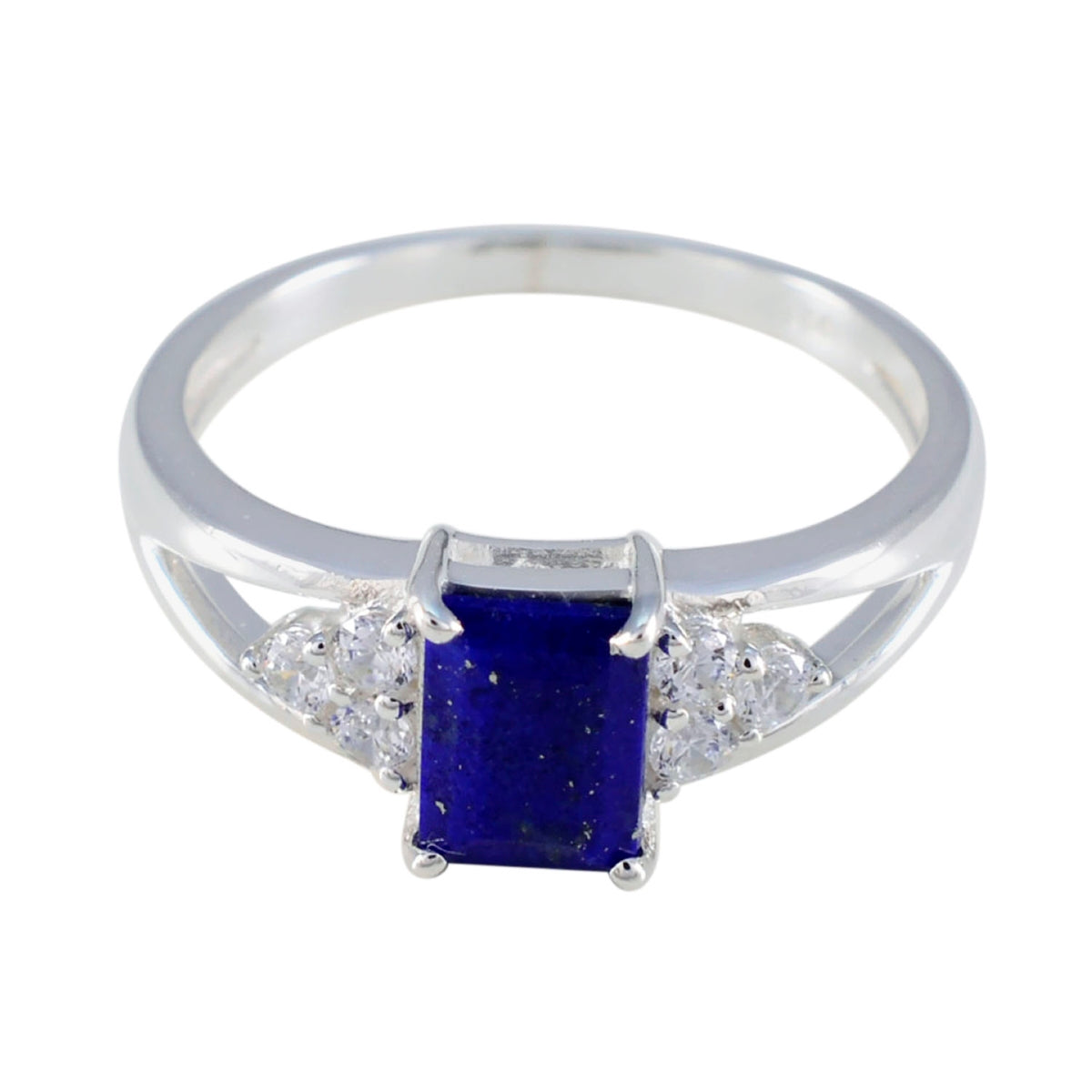 Lapis Lazuli Halo Japanese 925 Silver Blue Gemstone Dainty Feminine Ring Jewelry Hoofdafbeelding