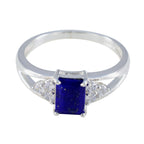 Lapis Lazuli Halo Japanese 925 Silver Blue Gemstone Dainty Feminine Ring Jewelry