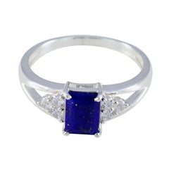 Lapis Lazuli Halo Japanese 925 Silver Blue Gemstone Dainty Feminine Ring Jewelry