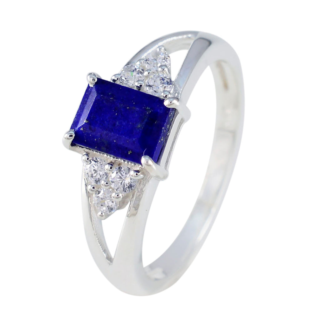 Lapis Lazuli Halo Japanese 925 Silver Blue Gemstone Dainty Feminine Ring Jewelry