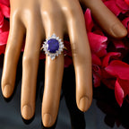 Lapis Lazuli Halo Moroccan Sterling Silver Blue Gems Eye catching Modern Ring Jewelry