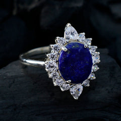 Lapis Lazuli Halo Moroccan Sterling Silver Blue Gems Eye catching Modern Ring Jewelry