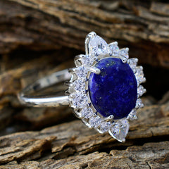 Lapis Lazuli Halo Moroccan Sterling Silver Blue Gems Eye catching Modern Ring Jewelry