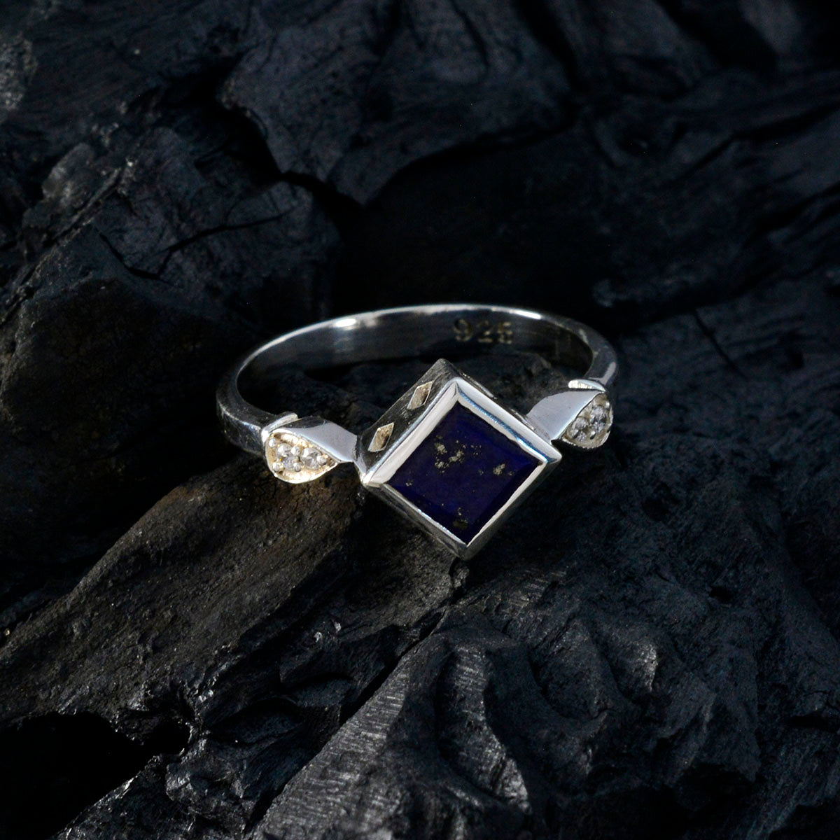 Lapis Lazuli Halo African 925 Sterling Silver Blue Gemstones Featherlight Romantic Ring Jewelry