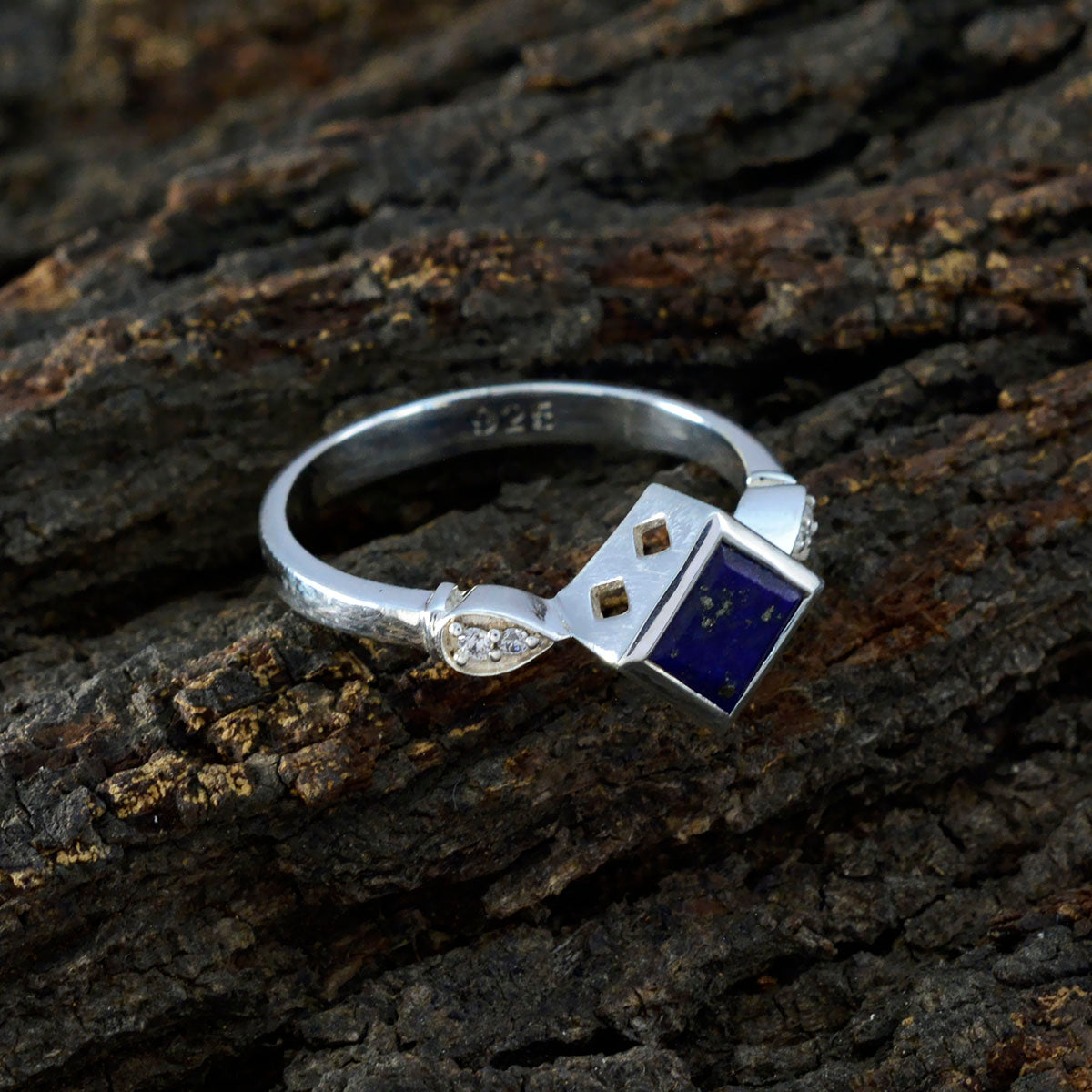 Lapis Lazuli Halo African 925 Sterling Silver Blue Gemstones Featherlight Romantic Ring Jewelry