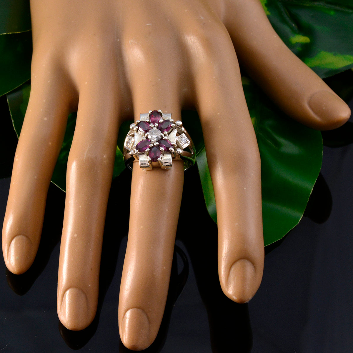 Multi Stone multiple Indian 925 Silver multicolor Gemstones Mid weight Boho Ring Jewelry