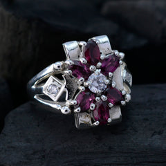 Multi Stone multiple Indian 925 Silver multicolor Gemstones Mid weight Boho Ring Jewelry