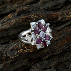 Multi Stone multiple Indian 925 Silver multicolor Gemstones Mid weight Boho Ring Jewelry