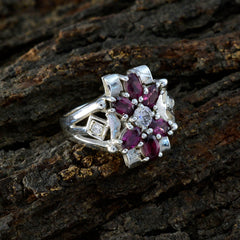 Multi Stone multiple Indian 925 Silver multicolor Gemstones Mid weight Boho Ring Jewelry