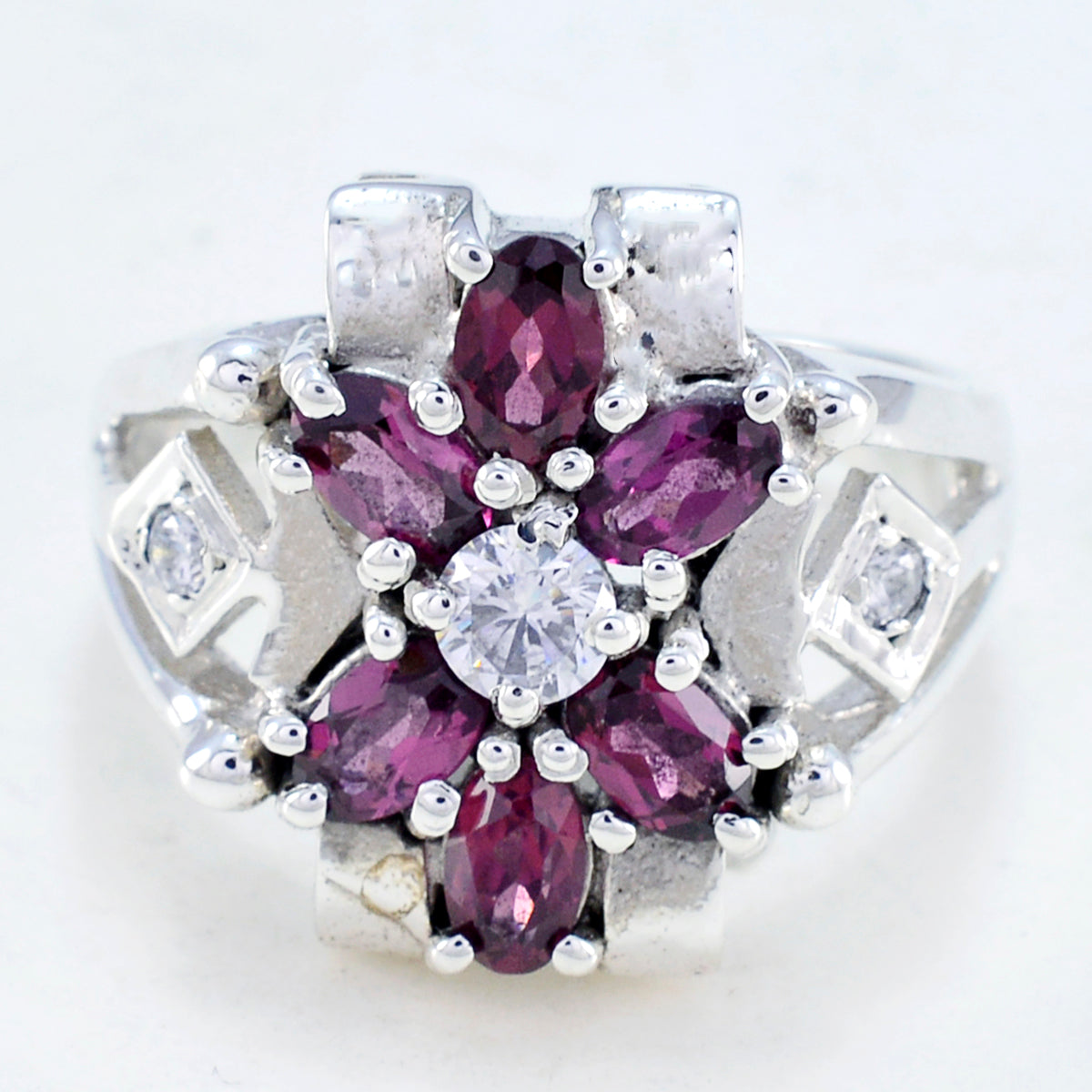 Multi Stone multiple Indian 925 Silver multicolor Gemstones Mid weight Boho Ring Jewelry