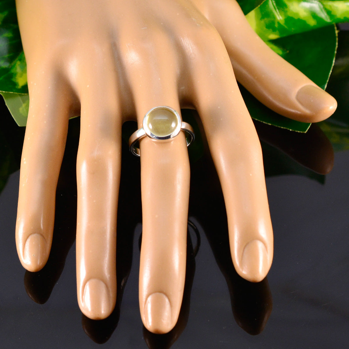 Lemon Quartz Solitaire Indian 925 Silver Yellow Gemstones Slim Feminine Ring Jewellery