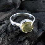 Lemon Quartz Solitaire Indian 925 Silver Yellow Gemstones Slim Feminine Ring Jewellery