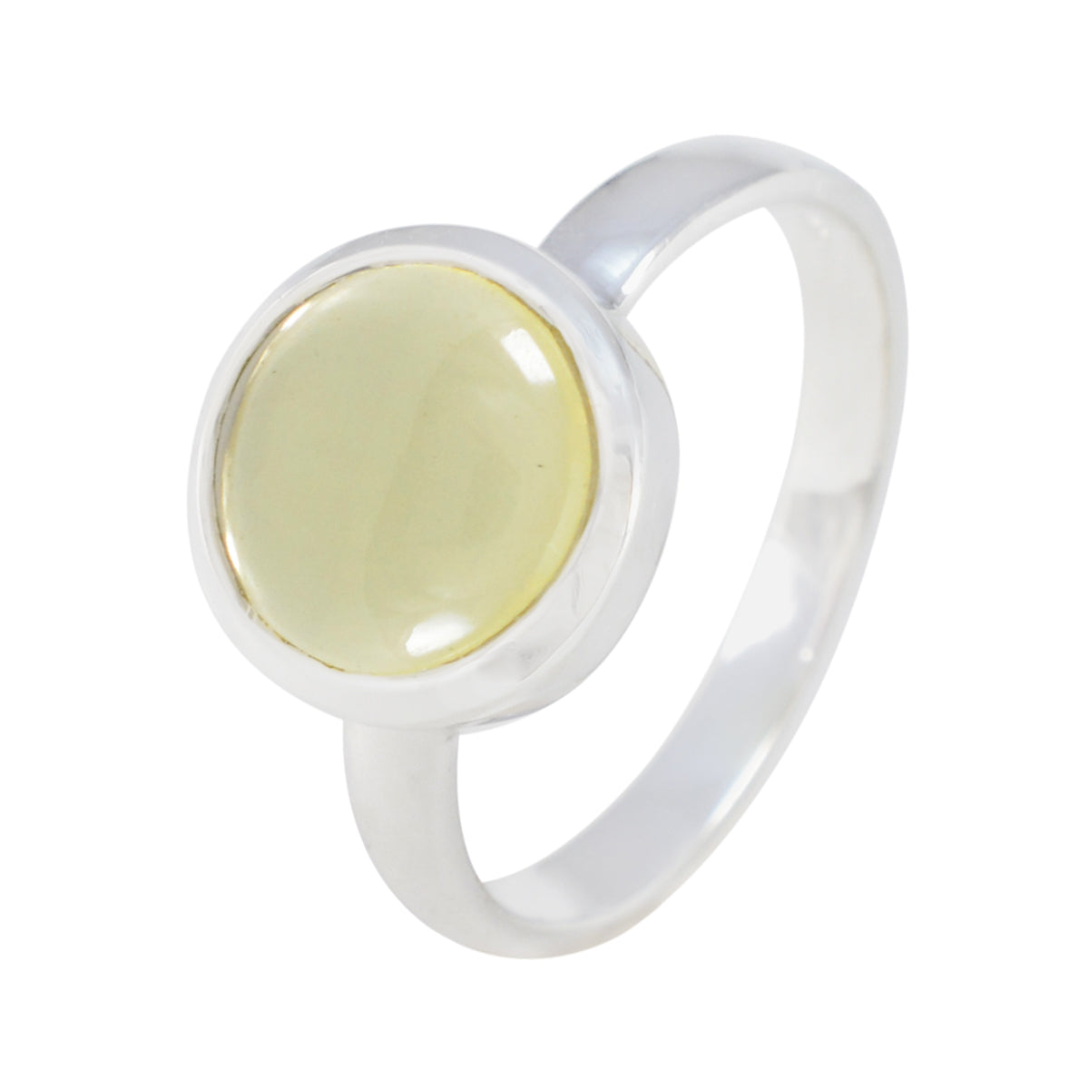 Lemon Quartz Solitaire Indian 925 Silver Yellow Gemstones Slim Feminine Ring Jewellery
