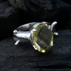 Lemon Quartz Solitaire Egyptian 92.5 Silver Yellow Gemstones Mid weight Glamorous Ring Jewellery