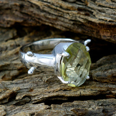 Lemon Quartz Solitaire Egyptian 92.5 Silver Yellow Gemstones Mid weight Glamorous Ring Jewellery