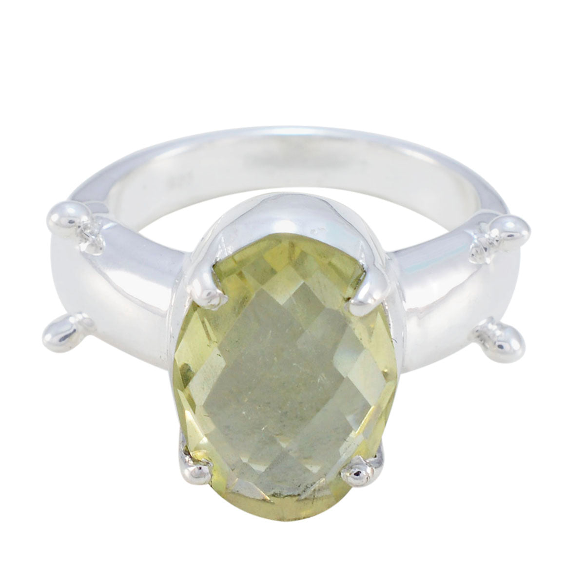 Lemon Quartz Solitaire Egyptian 92.5 Silver Yellow Gemstones Mid weight Glamorous Ring Jewellery Huvudsaklig produktbild