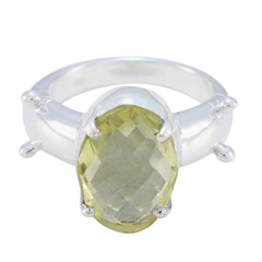 Lemon Quartz Solitaire Egyptian 92.5 Silver Yellow Gemstones Mid weight Glamorous Ring Jewellery