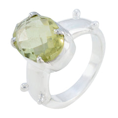 Lemon Quartz Solitaire Egyptian 92.5 Silver Yellow Gemstones Mid weight Glamorous Ring Jewellery