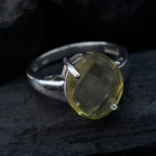 Lemon Quartz Solitaire Moroccan 925 Silver Yellow Gemstone Slim Cultural Ring Jewellery