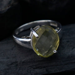 Lemon Quartz Solitaire Moroccan 925 Silver Yellow Gemstone Slim Cultural Ring Jewellery