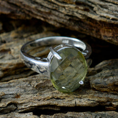 Lemon Quartz Solitaire Moroccan 925 Silver Yellow Gemstone Slim Cultural Ring Jewellery