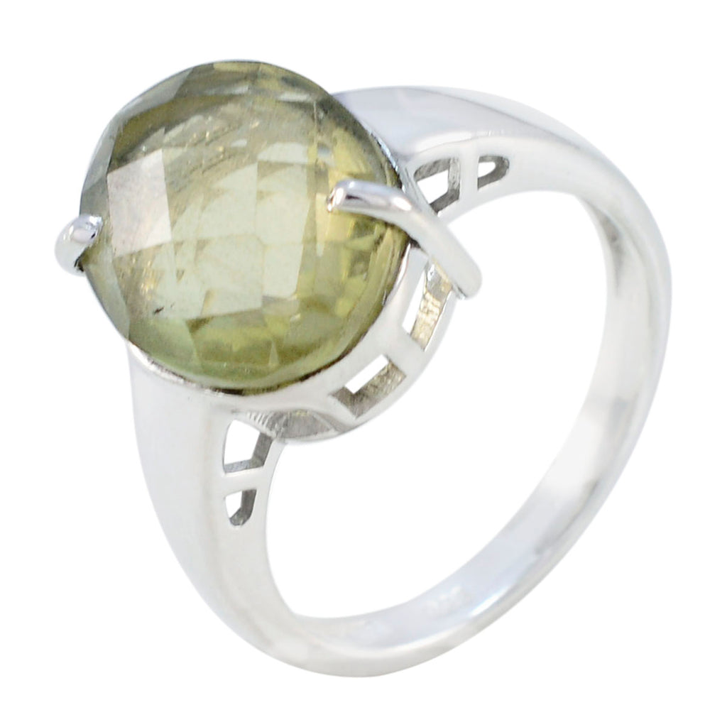 Lemon Quartz Solitaire Moroccan 925 Silver Yellow Gemstone Slim Cultural Ring Jewellery