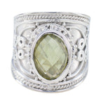 Lemon Quartz Solitaire Spanish 92.5 Silver Yellow Gems Chunky Armor Ring Jewellery