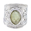 Lemon Quartz Solitaire Spanish 92.5 Silver Yellow Gems Chunky Armor Ring Jewellery
